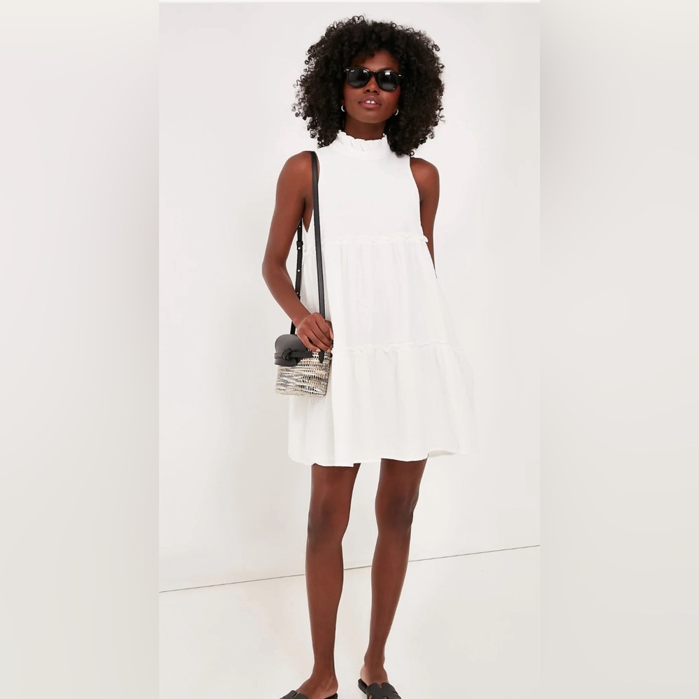 Tuckernuck | Pomander Place | white cotton tiered mini dress | large